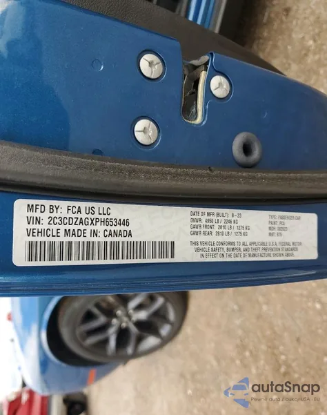 2023 Dodge Challenger Sxt from USA, damaged, VIN 2C3CDZAGXPH653446